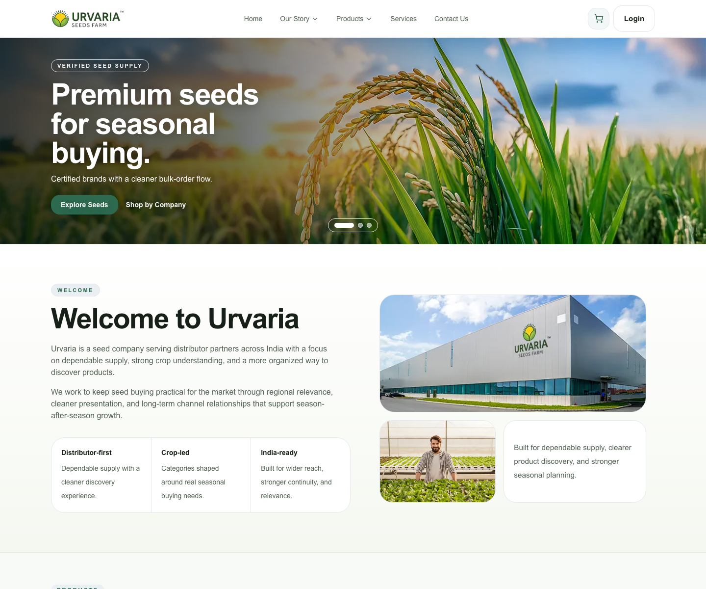 Urvaria.com live website screenshot